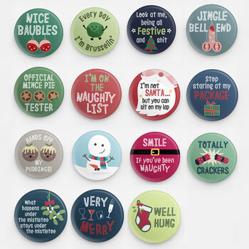 Funny Xmas Badge 'I'm On The Naughty List', 3 of 5