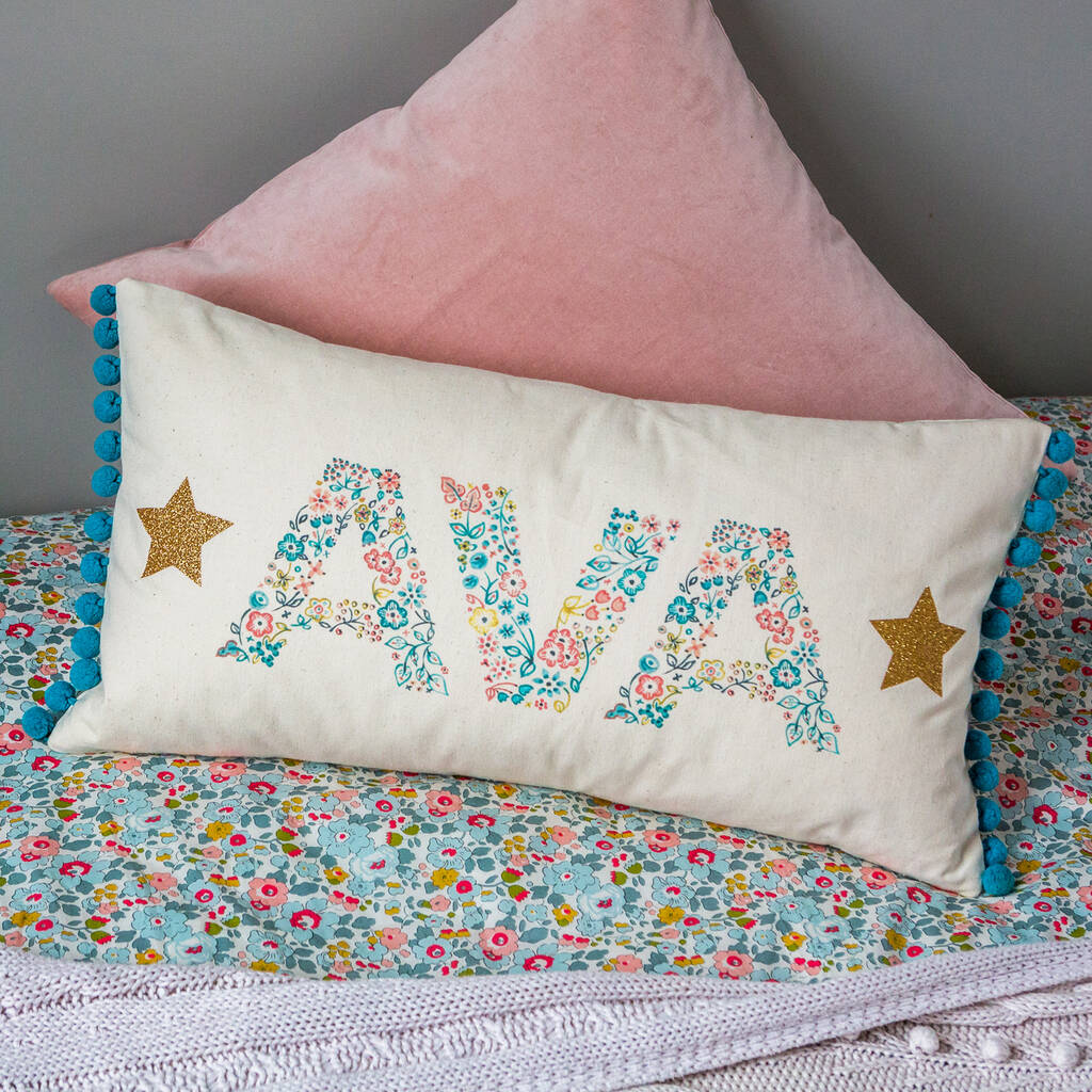 Personalised Name And Glitter Stars Cushion, 1 of 7
