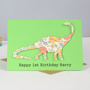 Personalised Liberty Dinosaur Childrens Birthday Card, 2 of 4