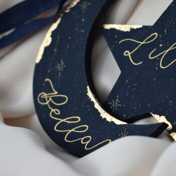 Personalised Star Or Moon Christmas Name Ornament, 6 of 7