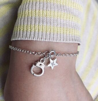 Handcuff Initial Star Silver Friendship Necklace, 11 of 12