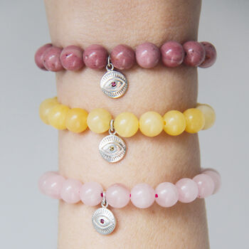 Birthstone Evil Eye Beaded Bracelet, 6 of 6