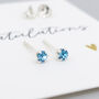 Mini Sterling Silver March Aquamarine Birthstone Stud Earrings, thumbnail 1 of 5