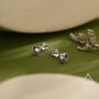 Tiny Amethyst Purple Cz Heart Stud Earrings, thumbnail 4 of 12