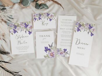 Purple Floral Wedding Invitations, 4 of 4