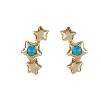 Orion Star Turquoise Gold Plated Stud Earrings, 2 of 4