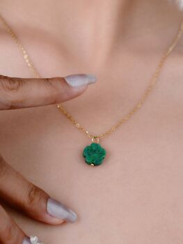 Botan Flower Natural Green Jade Necklace, 9 of 11
