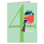 Mini Happy Birdie 4th Birthday Card, thumbnail 2 of 5