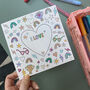 Kid's Valentine Colouring Card, thumbnail 2 of 8