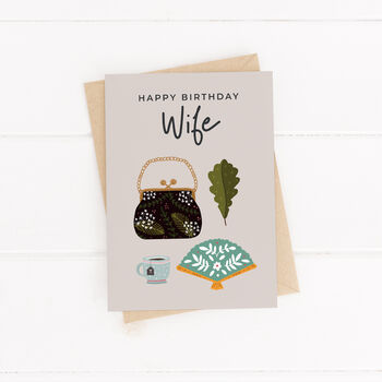 Wife Birthday Card With Illustrated Accessories, 2 of 4