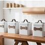 Personalised Farmhouse Pet Treat Tin With Walnut Nameplate, thumbnail 4 of 9