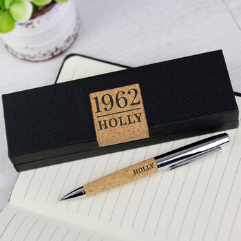 Personalised Date And Name Cork Pen Box Set, 3 of 6