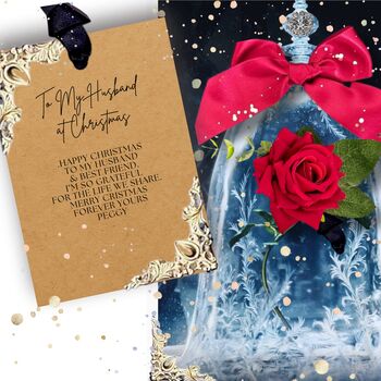 Fairytale Personalised Velvet Rose Christmas Boxed Card, 4 of 10
