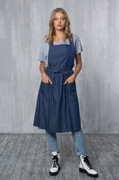 Denim Dress Apron | Studio Pinafore Smock, 3 of 11