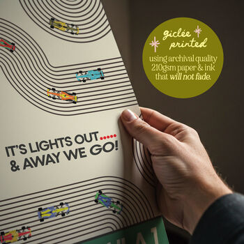 Formula One Print Lights Out And Away We Go F1 Gift, 2 of 12