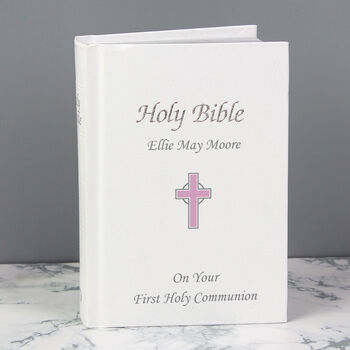 Personalised First Holy Communion Pink Cross Bible, 2 of 8