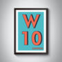 W10 Kensal Green London Postcode Typography Print, thumbnail 4 of 11