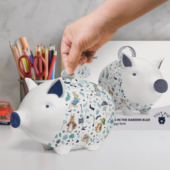 Tilly Pig Peter Rabbit And Friends Blue Piggy Bank, 2 of 12