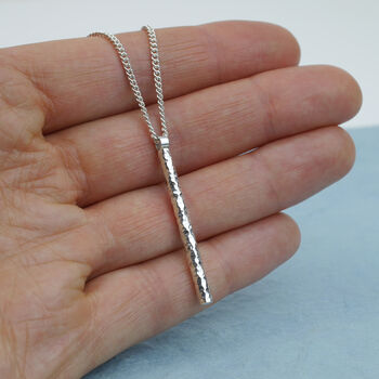 Hammered Sterling Silver Bar Pendant, 3 of 4