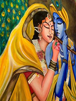 Hand Painted Original Radha Krishna Artwork, 6 of 7