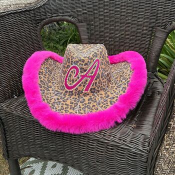 Personalised Recycled Denim Leopard Print Cowboy Hat, 3 of 4