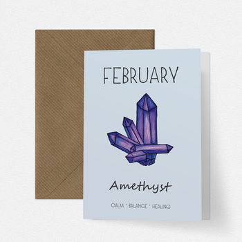 February Birthstone Amethyst Illustration Birthday Card, 2 of 3