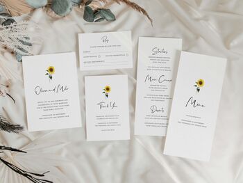 Minimal Sunflower Gatefold Wedding Invitations, 5 of 5