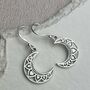 Sterling Silver Mandala Moon Earrings, thumbnail 5 of 7