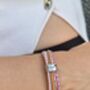 Personalised Pink Memorial Bracelet: Engraved Ashes Keepsake Urn Pendant For Remembrance, thumbnail 3 of 11