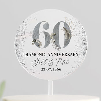 60th Diamond Anniversary Cake Topper, 2 of 5