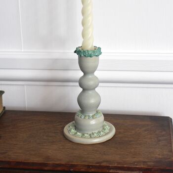 Ceramic Candlestick In Green, 4 of 4
