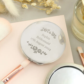 Personalised Vintage Rose Round Compact Mirror, 5 of 5