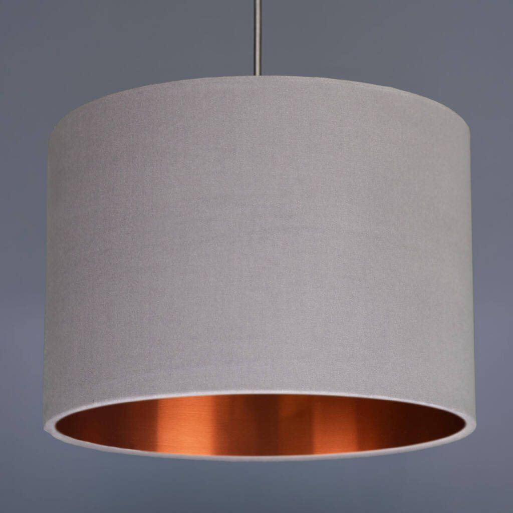 Light Grey Velvet Lampshade Choice Of Metallic Lining By Quirk