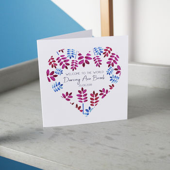 Personalised Floral Heart New Born Baby Card, 8 of 8