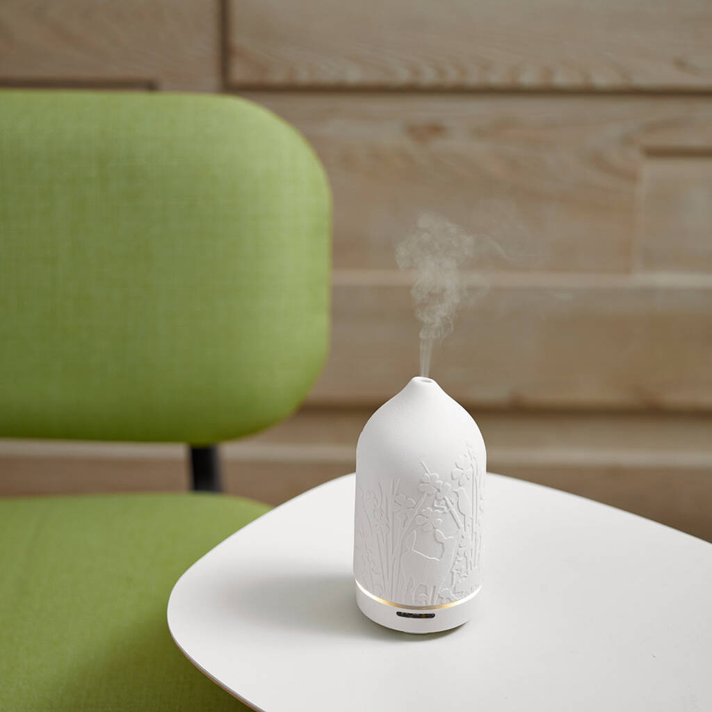 Patterned White Porcelain Essential Oil Diffuser By Lime Lace ...