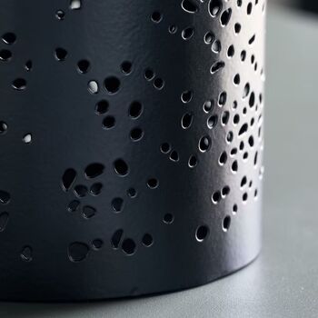 Rando Punched Black Iron Tealight Holder, 2 of 5