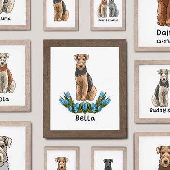 Personalised Airedale Terrier Portrait Print, 6 of 10