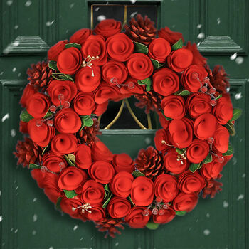 Luxury Roses Christmas Door Wreath, 3 of 9