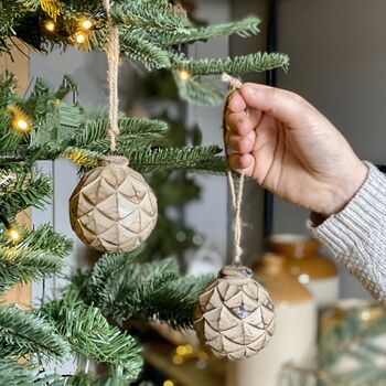 Wooden Scalloped Bauble Set, 2 of 7