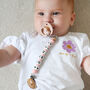 Personalised Wood And Silicone Lentil Dummy Clip, thumbnail 4 of 5