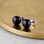 Black Freshwater Pearl Sterling Silver Stud Earrings, thumbnail 1 of 8