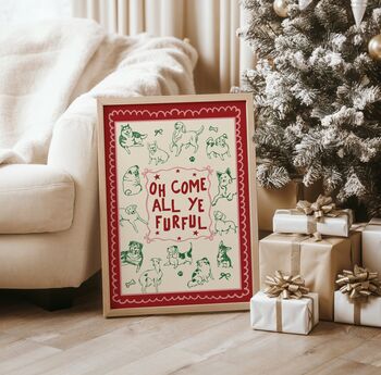 Come All Ye Furful Christmas Dog Print, 2 of 3