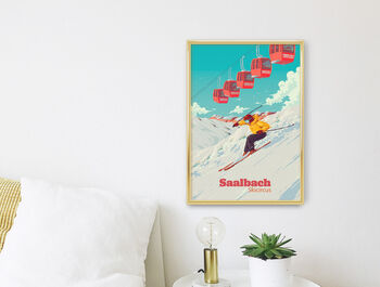 Saalbach Skicircus Austria Travel Poster Art Print, 3 of 8