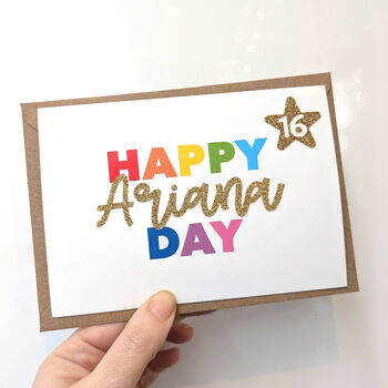 Personalised Glitter Rainbow Birthday Card, 2 of 6