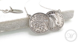 Queen Elizabeth 2nd Sixpence Double Coin Necklace, 11 of 12