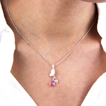 Mother And Child Birthstone Leaves Necklace, 2 of 12
