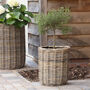 Round Rattan Planter With Curved Base, thumbnail 3 of 4