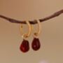 Red Agate Pomegranate Seed Twisted Huggie Hoop Earrings, thumbnail 6 of 11