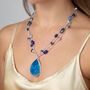 Blue And Silver Chunky Pendant Multi Strands Necklace, thumbnail 2 of 3