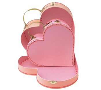 Personalised Set Of Two Pink Heart Suitcases, 2 of 3
